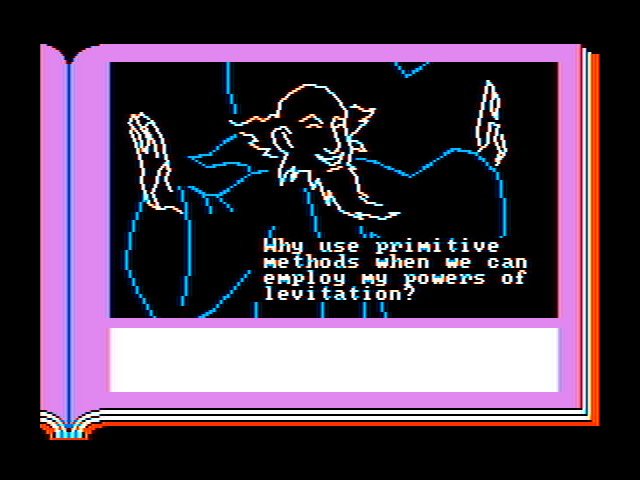 ZorkQuest: Assault on Egreth Castle IBM PC/Compatibles Screenshot: Not sure his spells are trustworthy...