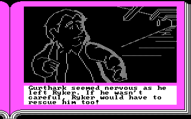 ZorkQuest: Assault on Egreth Castle IBM PC/Compatibles Screenshot: Gurthark seems nervous...