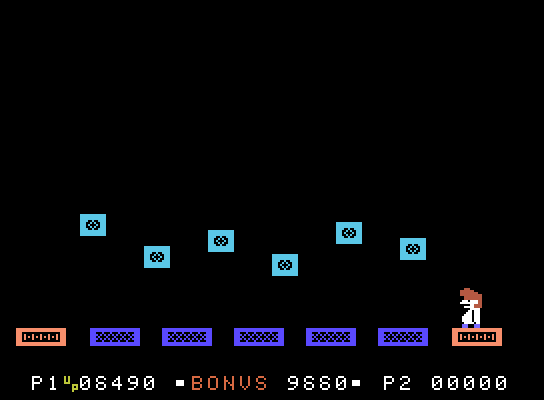 Sammy Lightfoot ColecoVision Screenshot: On this screen you need to first jump across disappearing platforms.