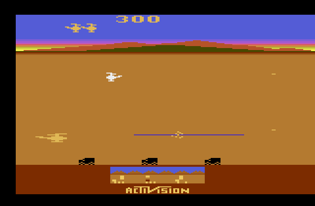 Chopper Command Atari 2600 Screenshot: Blasting enemy helicopters...