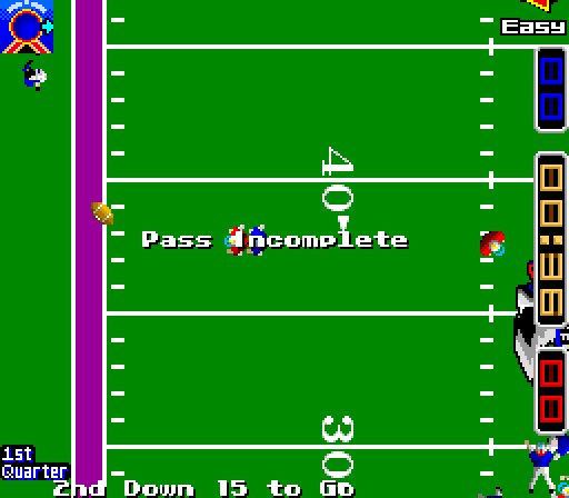 Gridiron Fight Arcade Screenshot: Pass incomplete!
