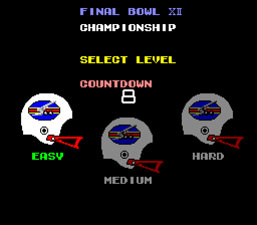 Gridiron Fight Arcade Screenshot: Select level.
