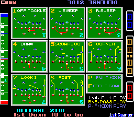 Gridiron Fight Arcade Screenshot: Play information.