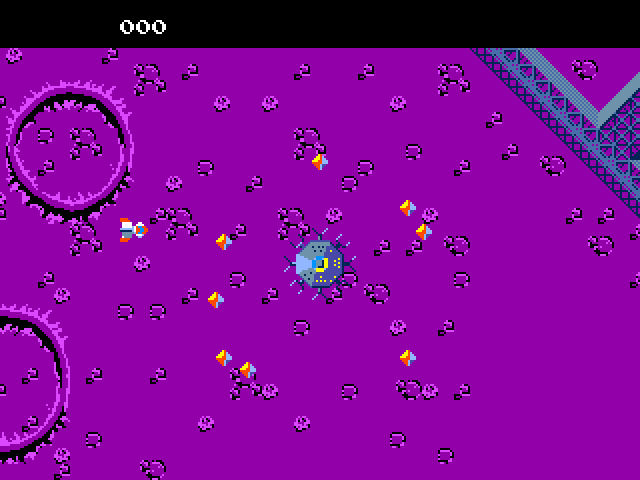Cerberus Arcade Screenshot: Game start; defend the pods!
