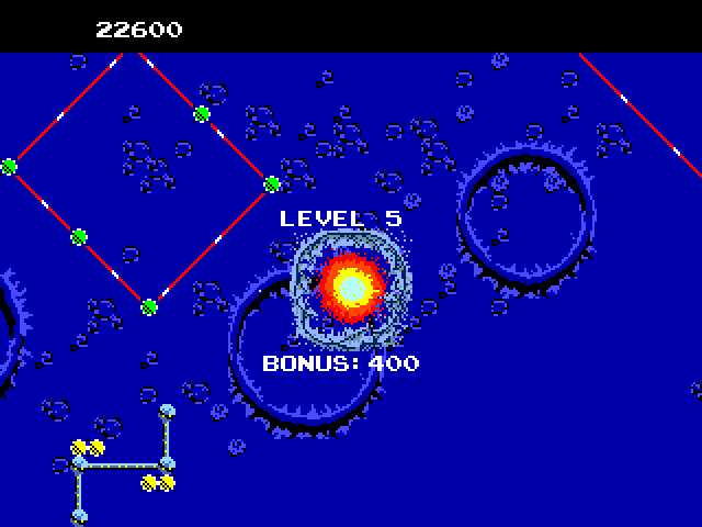 Cerberus Arcade Screenshot: Each level starts with the ship being destroyed...