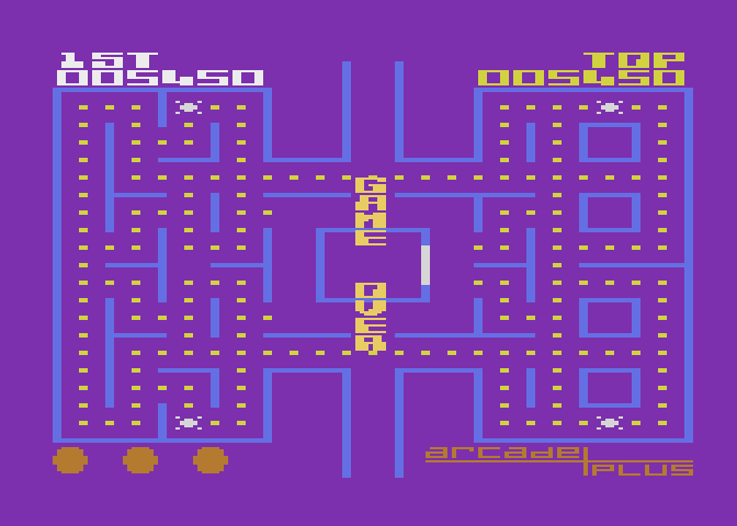 Ghost Hunter Atari 8-bit Screenshot: Game over.