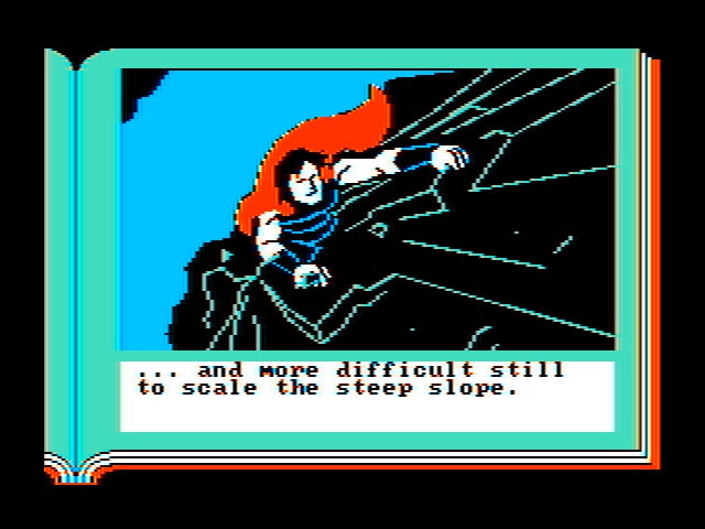ZorkQuest: The Crystal of Doom IBM PC/Compatibles Screenshot: Climbinb a cliff...