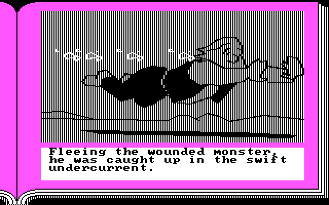 ZorkQuest: The Crystal of Doom IBM PC/Compatibles Screenshot: Fleeing a see monster.