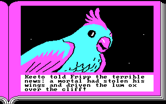 ZorkQuest: The Crystal of Doom IBM PC/Compatibles Screenshot: Meet Keeto the bird.