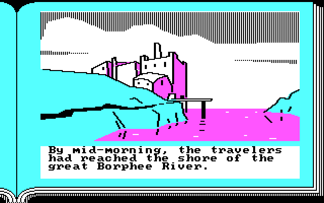 ZorkQuest: The Crystal of Doom IBM PC/Compatibles Screenshot: Reached the Borphee River.