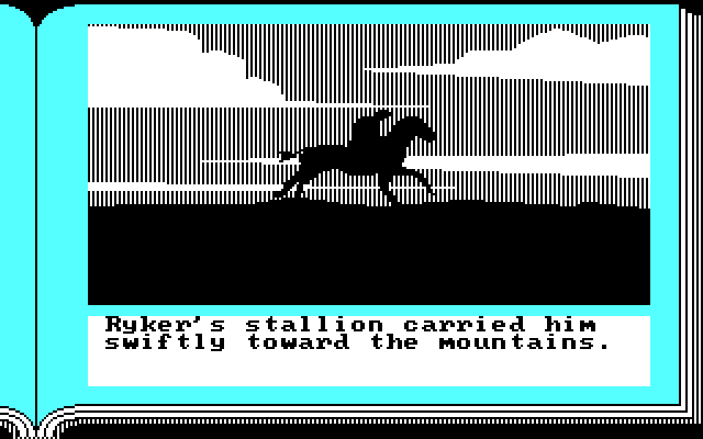 ZorkQuest: The Crystal of Doom IBM PC/Compatibles Screenshot: Riding towards the mountains...