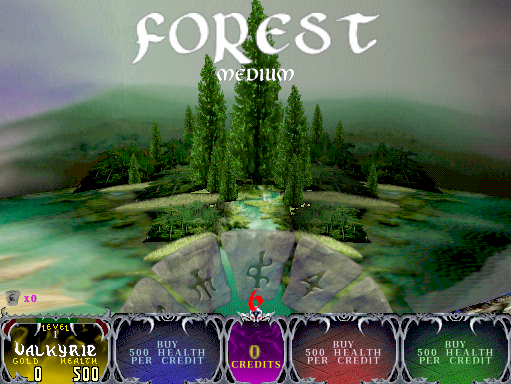Gauntlet: Legends Arcade Screenshot: Prepare for the forest area!