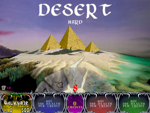 Gauntlet: Legends Arcade Screenshot: Ready to start the desert area?