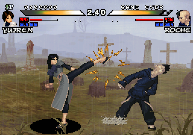 Daraku Tenshi: The Fallen Angels Arcade Screenshot: The next fight begins...