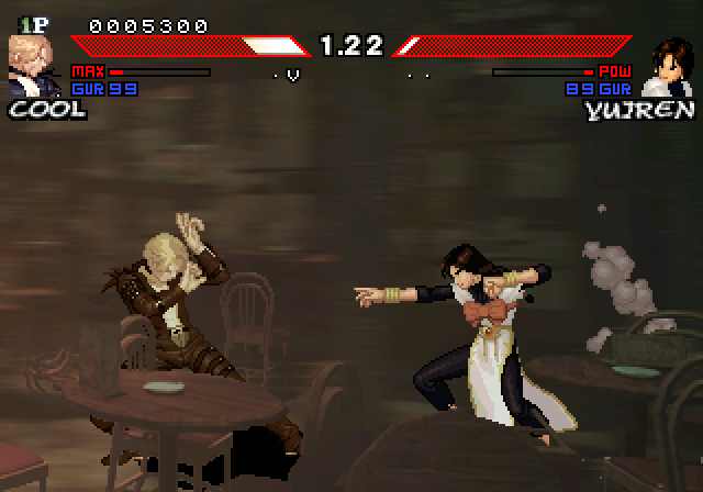 Daraku Tenshi: The Fallen Angels Arcade Screenshot: Looks like I'm about to get pummeled!