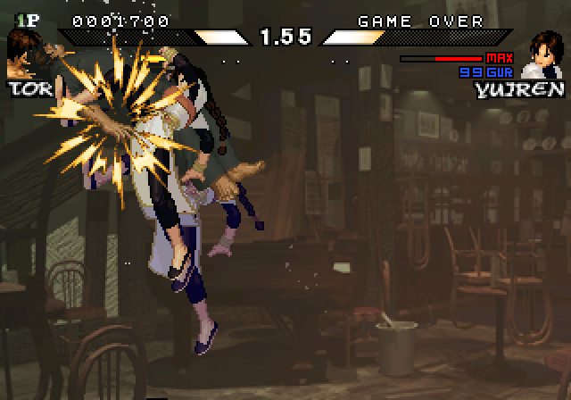 Daraku Tenshi: The Fallen Angels Arcade Screenshot: An impressive attack!