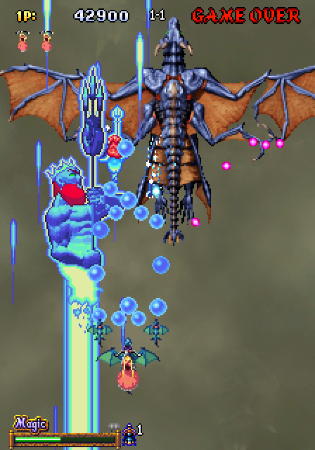 Dragon Blaze Arcade Screenshot: Using magic for an extra powerful attack.