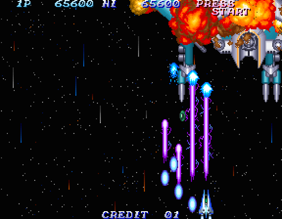 Salamander 2 Arcade Screenshot: Boss destroyed by laser!