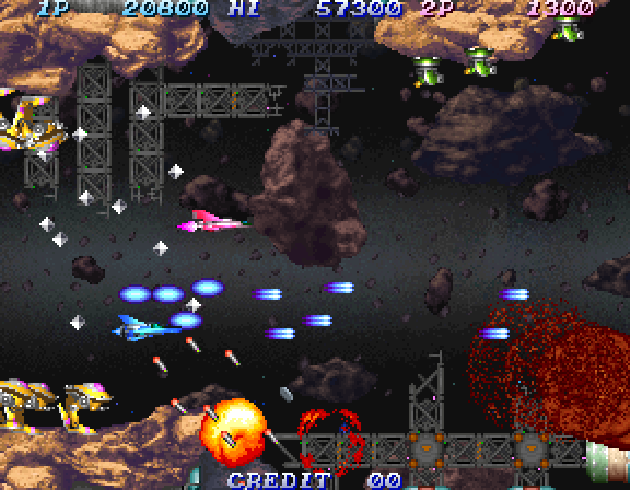 Salamander 2 Arcade Screenshot: The path is more open now...nearing the end of the level!