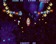 Salamander 2 for Arcade - A wave of enemies appears at the start of level 5.