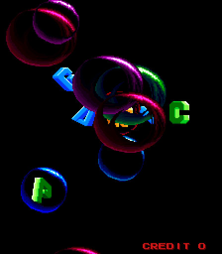 Gals Panic Arcade Screenshot: Introduction; bubbles and the game title appear.