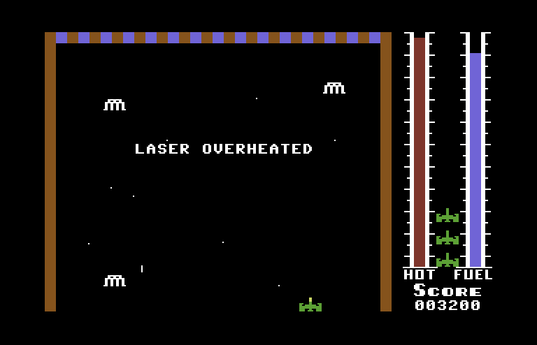 Threshold Commodore 64 Screenshot: Oh no, my laser overheated!