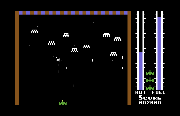 Threshold Commodore 64 Screenshot: Each level has different looking aliens.