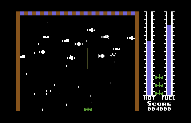 Threshold Commodore 64 Screenshot: Firing at fast moving fish...