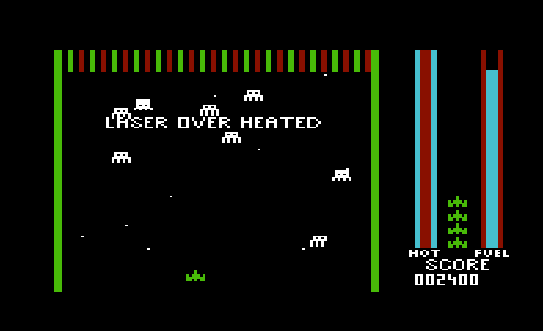 Threshold Commodore VIC-20 Screenshot: Oh no, my lasers overheated!