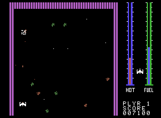 Threshold ColecoVision Screenshot: Flying rocks approach! Don't get trapped in the corner...