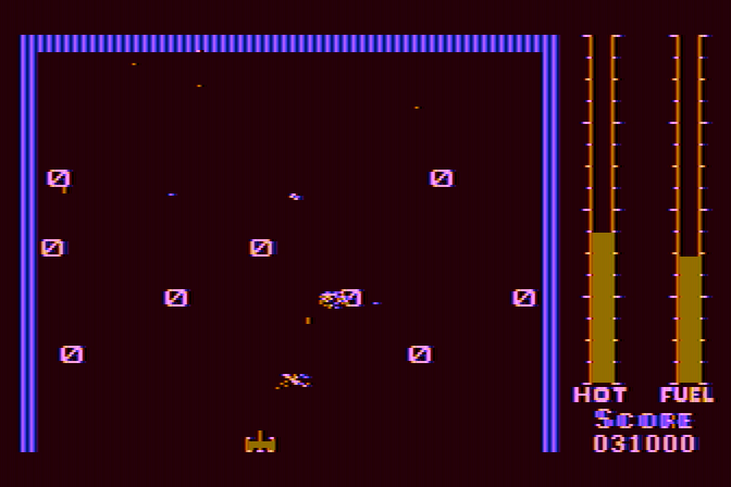 Threshold Atari 8-bit Screenshot: A bunch of alien 0's attacking!
