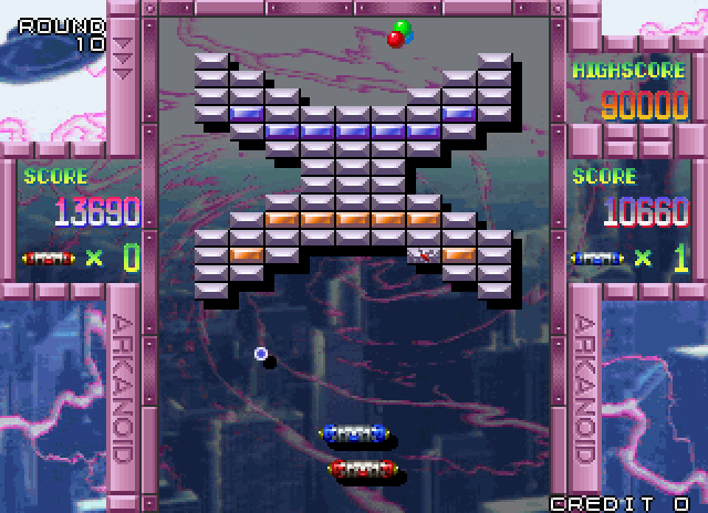 Arkanoid Returns Arcade Screenshot: On to round 10...
