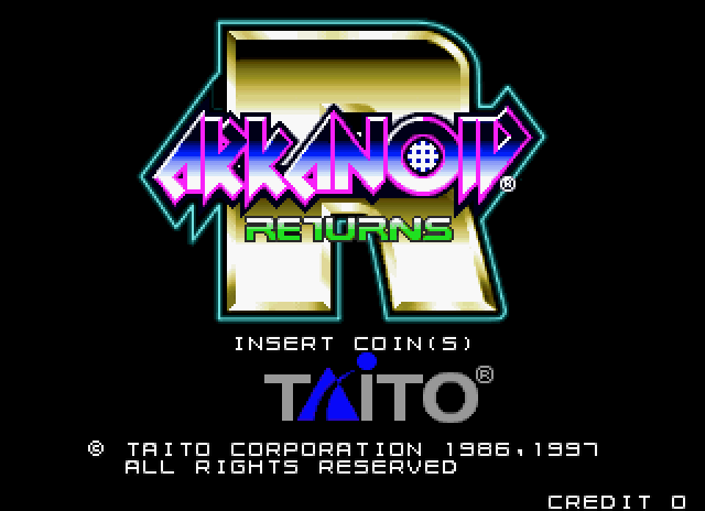 Arkanoid Returns Arcade Screenshot: Title screen.