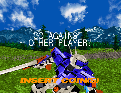 Virtual On: Cyber Troopers Arcade Screenshot: Game attract mode.