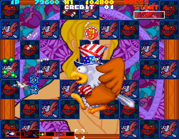 Sexy Parodius Arcade Screenshot: Fighting a giant eagle!