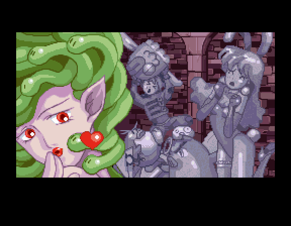 Sexy Parodius Arcade Screenshot: Turned to stone! This mission was a failure...
