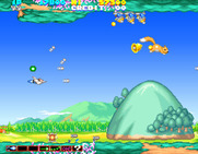 Sexy Parodius for Arcade - Moving mountains get in the way...