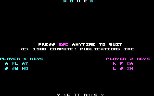 Hover IBM PC/Compatibles Screenshot: Title screen.