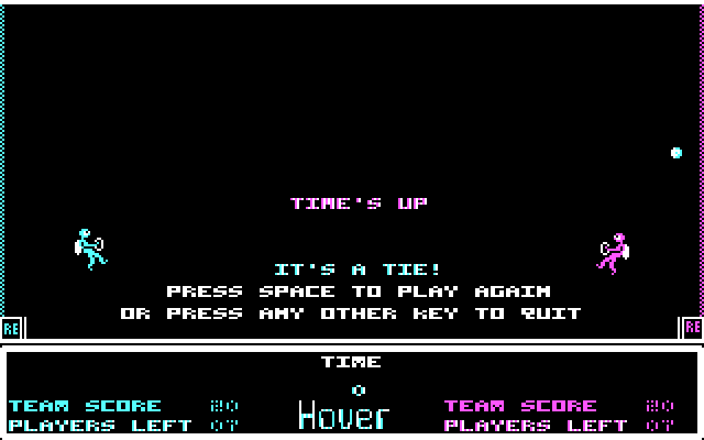 Hover IBM PC/Compatibles Screenshot: Time's up! Play again?