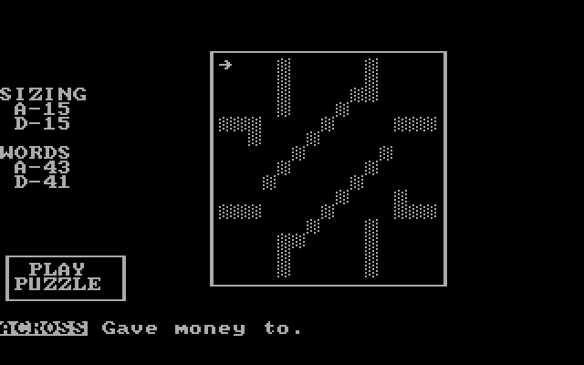 Crossword Magic IBM PC/Compatibles Screenshot: Starting an empty crossword puzzle.
