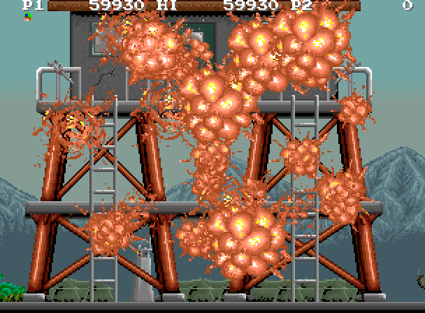 M.I.A.: Missing in Action Arcade Screenshot: Next tower destroyed...