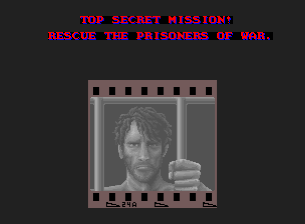 M.I.A.: Missing in Action Arcade Screenshot: Game start; here's my mission.