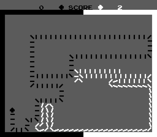 Dominos Arcade Screenshot: White player crashes, and the dominos fall...