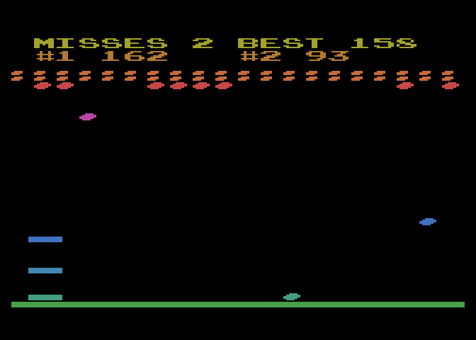 Avalanche Atari 8-bit Screenshot: Missed another rock!