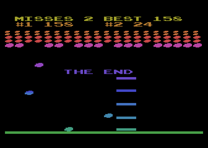 Avalanche Atari 8-bit Screenshot: Game over.