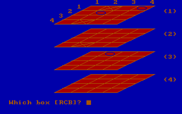 3D Tic-Tac-Toe IBM PC/Compatibles Screenshot: A game in progress.
