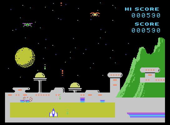 Spectron ColecoVision Screenshot: Only two Spectron invaders left!