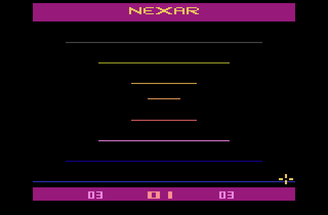 The Challenge of...NEXAR Atari 2600 Screenshot: Title screen.