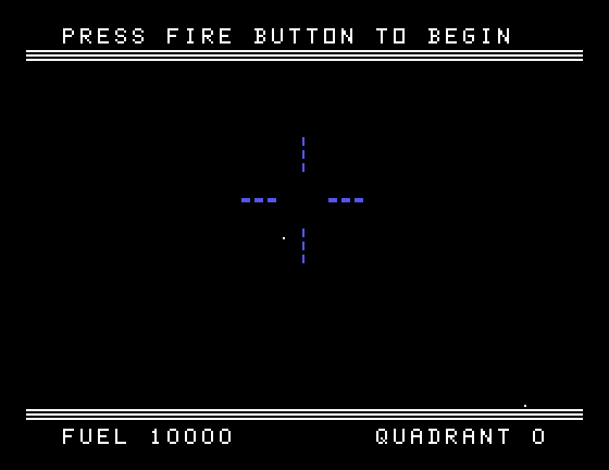 Moonbeam Express TI-99/4A Screenshot: Press fire to begin!