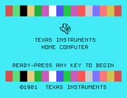 Moonbeam Express for TI-99/4A - TI-99/4A starting screen.
